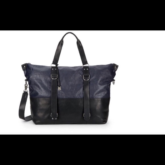 John Varvatos Other - JOHN VARVATOS NAVY LEATHER DUFFEL BAG